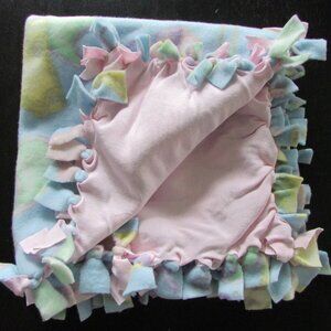 Handmade Baby Tag Blanket - Blue Pink